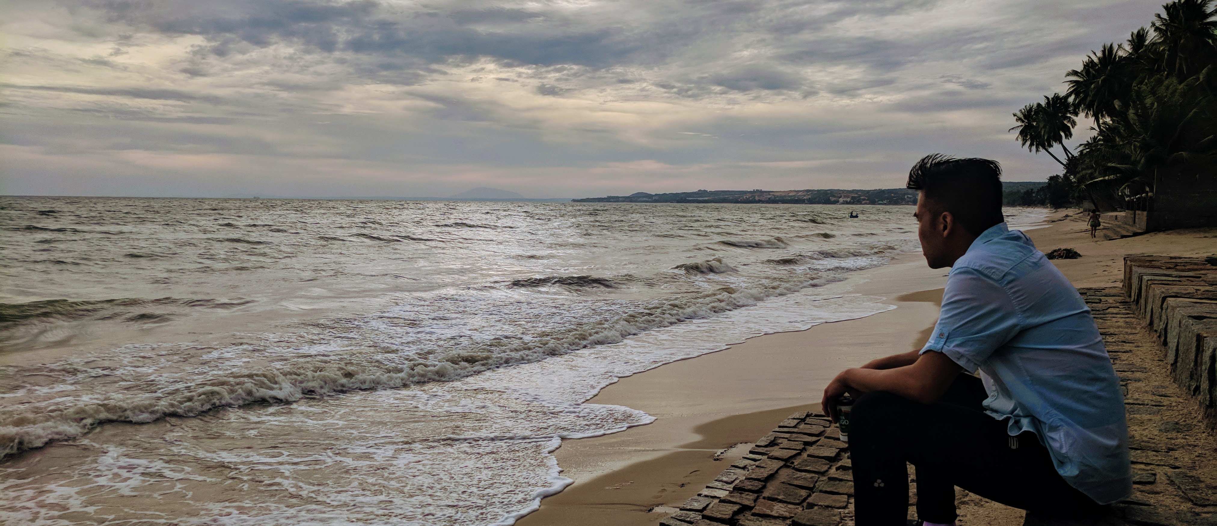 sitting by the beach